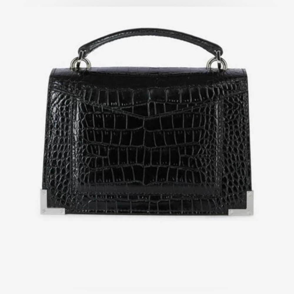 The Kooples Black Crocodile-Embossed Satchel - Picture 2 of 11